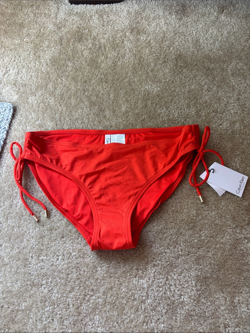 Calvin Klein Women's Bright Orange Side-Tie Bikini Bottoms